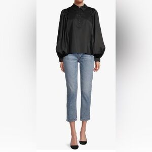 HARSHMAN- black Lois popover puff sleeve top
